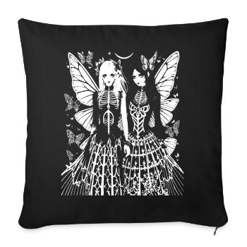 Fairycore Ästhetik Grunge Skelett Fee Goth G - Sofakissenbezug 45 x 45 cm - Schwarz - Vorne