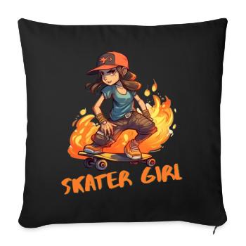 Skater Girl Skateboard Girls et Women Shirts - Housse de coussin décorative 45 x 45 cm - noir - Devant