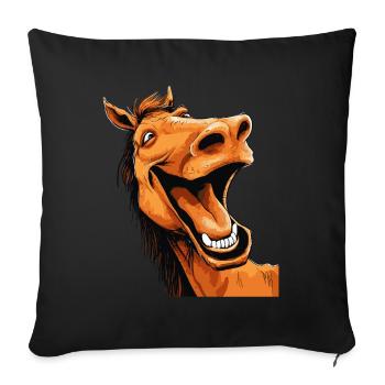 Laughing Horse Funny Funny Humor Crazy Ugly - Sofa pillowcase 17,3'' x 17,3'' (45 x 45 cm) - black - Front