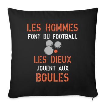 Joueur aux boules Pétanque Bouliste - Housse de coussin décorative 45 x 45 cm - noir - Devant