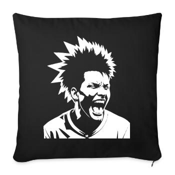 Schreiender Punkrocker mit Mohican Anarchy Punk - Sofakissenbezug 45 x 45 cm - Schwarz - Vorne