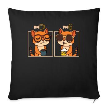 Kaffee Bier Katze - Sofakissenbezug 45 x 45 cm - Schwarz - Vorne