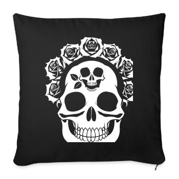 Horror Schädel Schädel Kunst Schädel Gothic Heavy Metal - Sofakissenbezug 45 x 45 cm - Schwarz - Vorne