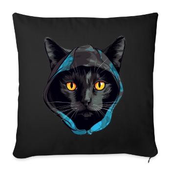 Cat Head Black Cat Bombay Happy Cat Cats - Sofa pillowcase 17,3'' x 17,3'' (45 x 45 cm) - black - Front