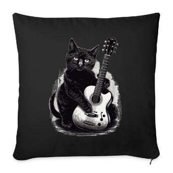 Musiker Schwarze Katze Gitarrist Bombay Katzen - Sofakissenbezug 45 x 45 cm - Schwarz - Vorne