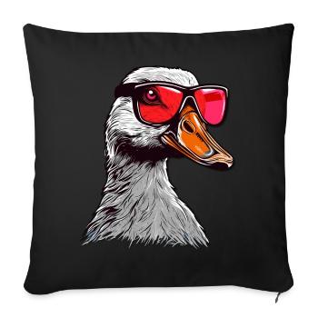 Oie coquine avec lunettes de soleil rouges - Housse de coussin décorative 45 x 45 cm - noir - Devant