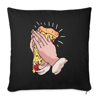 Prier pour la pizza - Housse de coussin décorative 45 x 45 cm - noir - Devant