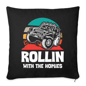 Jeeps Rollin With The Homies - Sofakissenbezug 45 x 45 cm - Schwarz - Vorne