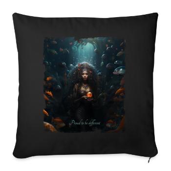 Dans l'antre de la sirène - Housse de coussin décorative 45 x 45 cm - noir - Devant