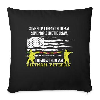 Vétéran du Vietnam - Housse de coussin décorative 45 x 45 cm - noir - Devant