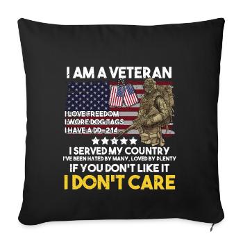 Vétéran du Vietnam - Housse de coussin décorative 45 x 45 cm - noir - Devant