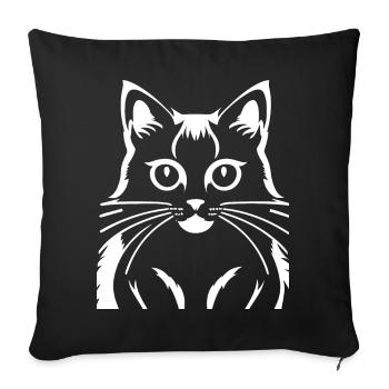 Lustige Katzensilhouette Freche Spaßkatzen - Sofakissenbezug 45 x 45 cm - Schwarz - Vorne
