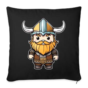 Niedlicher Wikinger - Sofakissenbezug 45 x 45 cm - Schwarz - Vorne