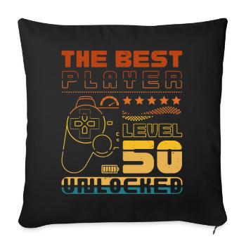 The Best Player - Level 50 unlocked - Housse de coussin décorative 45 x 45 cm - noir - Devant