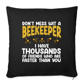 Beekeeper Bees Gift - Sofa pillowcase 17,3'' x 17,3'' (45 x 45 cm) - black - Front