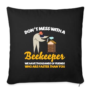 Beekeeper Bees Gift - Sofa pillowcase 17,3'' x 17,3'' (45 x 45 cm) - black - Front