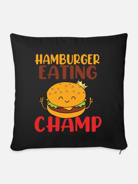 Hamburger Eating Champ - Sofakissenbezug 45 x 45 cm - Schwarz