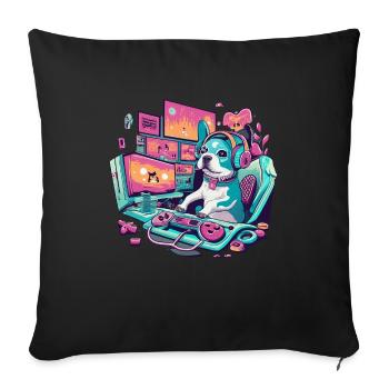 Gaming Hund - Sofakissenbezug 45 x 45 cm - Schwarz - Vorne