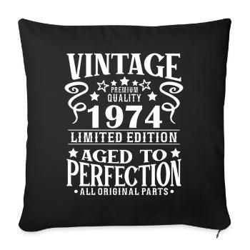 Retro Vintage 1974 Anniversaire 50 Ans Né en 1974 - Housse de coussin décorative 45 x 45 cm - noir - Devant