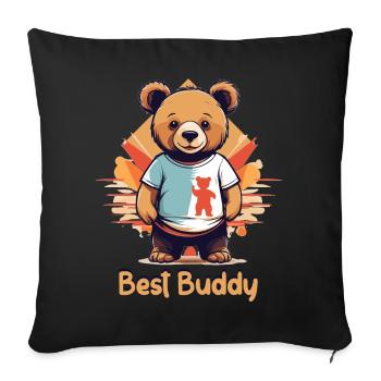 Teddy bear my best buddy - Sofa pillowcase 17,3'' x 17,3'' (45 x 45 cm) - black - Front