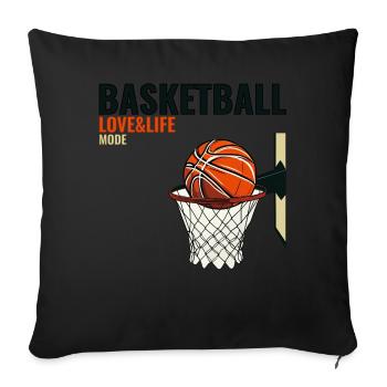 Basket-ball - Amour, Vie, Mode - Housse de coussin décorative 45 x 45 cm - noir - Devant