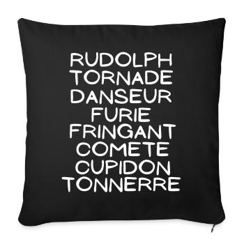 Noël, joyeuses fêtes, Rennes - Housse de coussin décorative 45 x 45 cm - noir - Devant
