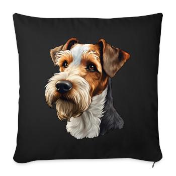 Drahthaar Foxterrier - Sofakissenbezug 45 x 45 cm - Schwarz - Vorne