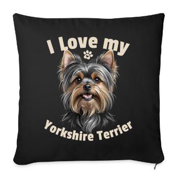 Ich Liebe mein Yorkshire Terrier - Sofakissenbezug 45 x 45 cm - Schwarz - Vorne
