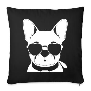Lustige Französische Bulldogge mit Sonnenbrille Französischer Bulld - Sofakissenbezug 45 x 45 cm - Schwarz - Vorne