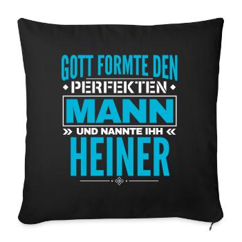 Heiner Name Design - Sofakissenbezug 45 x 45 cm - Schwarz - Vorne
