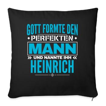 Heinrich Name Design - Sofakissenbezug 45 x 45 cm - Schwarz - Vorne
