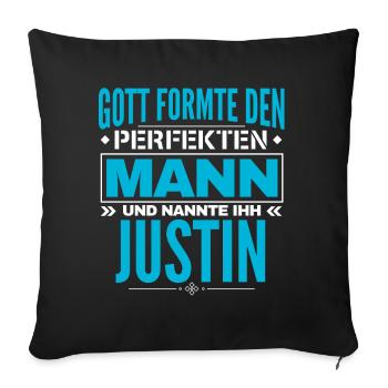 Justin Name Design - Sofakissenbezug 45 x 45 cm - Schwarz - Vorne
