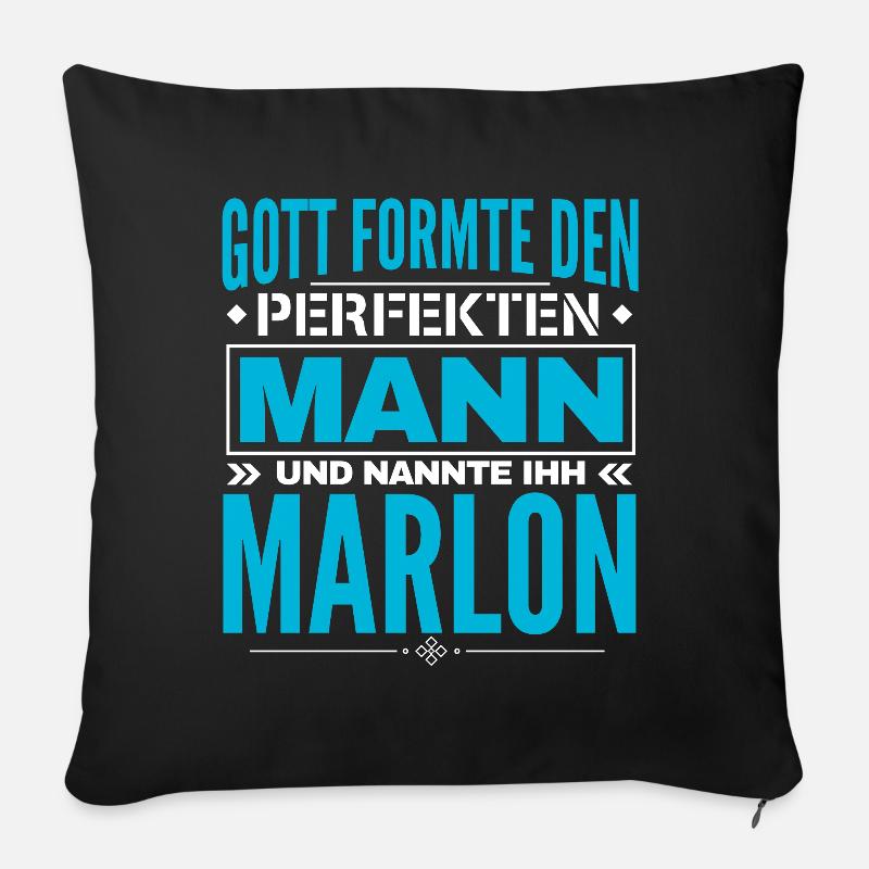 Marlon Name Design - Sofakissenbezug 45 x 45 cm - Schwarz