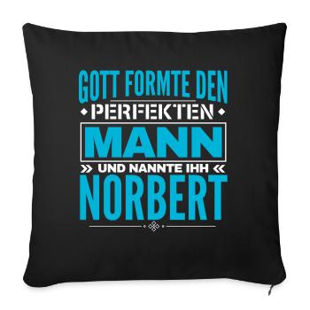 Norbert Name Design - Sofakissenbezug 45 x 45 cm - Schwarz - Vorne