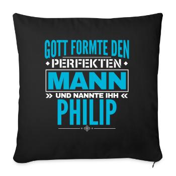 Philip Name Design - Sofakissenbezug 45 x 45 cm - Schwarz - Vorne