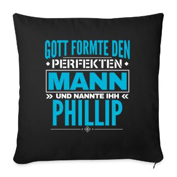 Phillip Name Design - Sofakissenbezug 45 x 45 cm - Schwarz - Vorne