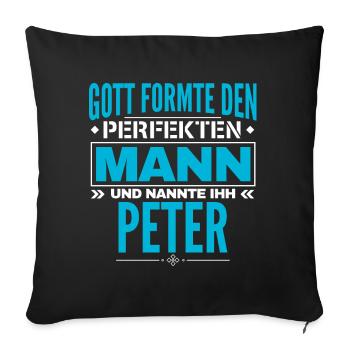 Peter Name Design - Sofakissenbezug 45 x 45 cm - Schwarz - Vorne