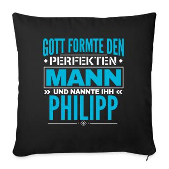 Philipp Name Design - Sofakissenbezug 45 x 45 cm - Schwarz - Vorne