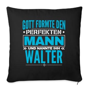 Walter Name Design - Sofakissenbezug 45 x 45 cm - Schwarz - Vorne