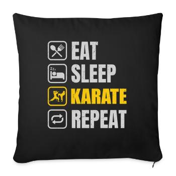 Manger Dormir Karaté Répéter - Housse de coussin décorative 45 x 45 cm - noir - Devant