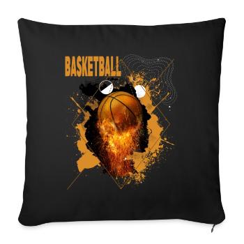 Basket-ball Feu Joueur De Basket-ball Dunking Fan De Sport - Housse de coussin décorative 45 x 45 cm - noir - Devant