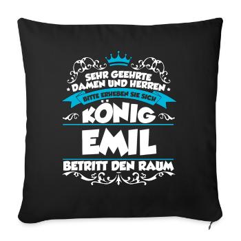 Emil Name Design - Sofakissenbezug 45 x 45 cm - Schwarz - Vorne