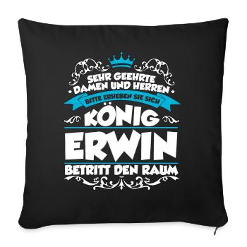Erwin Name Design - Sofakissenbezug 45 x 45 cm - Schwarz - Vorne