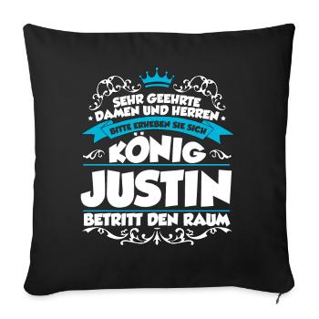 Justin Name Design - Sofakissenbezug 45 x 45 cm - Schwarz - Vorne