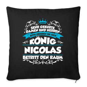 Nicolas Name Design - Sofakissenbezug 45 x 45 cm - Schwarz - Vorne