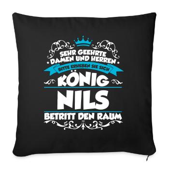 Nils Name Design - Sofakissenbezug 45 x 45 cm - Schwarz - Vorne