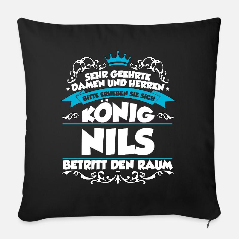 Nils Name Design - Sofakissenbezug 45 x 45 cm - Schwarz