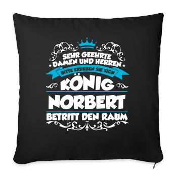 Norbert Name Design - Sofakissenbezug 45 x 45 cm - Schwarz - Vorne