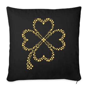 Sparkling clover design - Sofa pillowcase 17,3'' x 17,3'' (45 x 45 cm) - black - Front