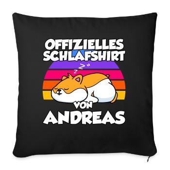 Offizielles Schlafshirt Von Andreas - Sofakissenbezug 45 x 45 cm - Schwarz - Vorne